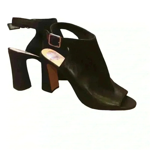 Vince Camuto Like New Black Cellia Leather Slingback Opened Peep Toe Heels 11M - Picture 14 of 16